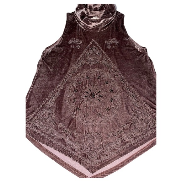 POL | PLUM Velvet Embroidered Sleeveless Top SZ SM - Picture 2 of 6